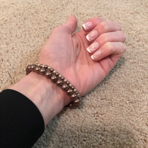 Set of 2 Brown Beaded Stretch Bracelets - Picture 5 of 8